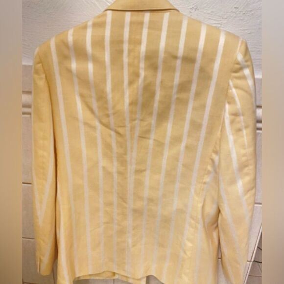 🎁Women Saks fifth Avenue Size : 8 Pattern print Striped Blazer pointed collar - Picture 3 of 10